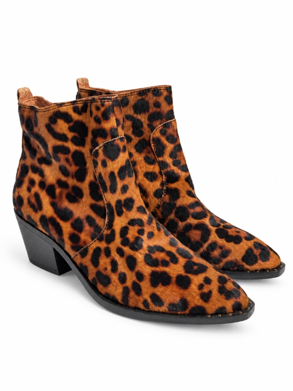 NEW Patricia Nash Leopard Calf Hair Block Heel Ankle Boots Suzanna MRSP $239